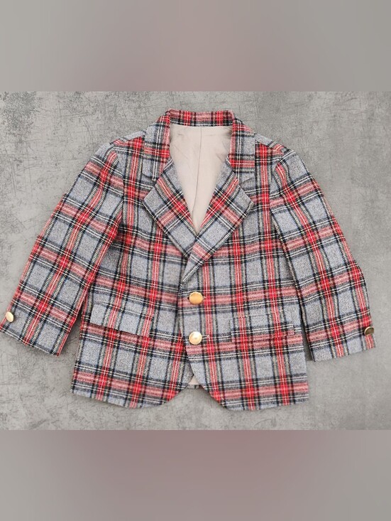 Other - Kids Plaid Blazer Jacket in Red & Gray